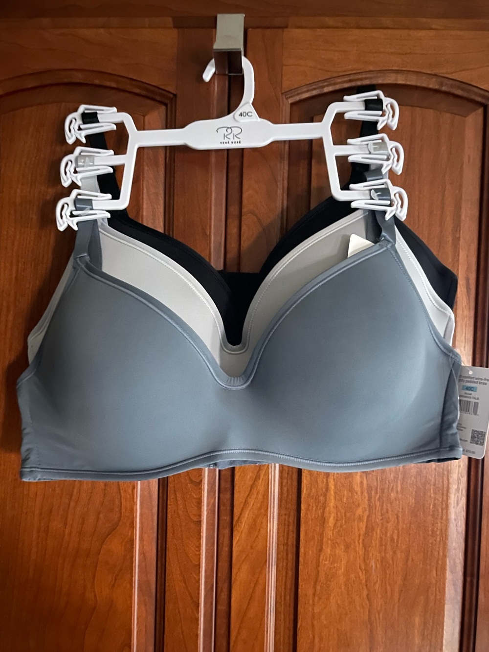 Rene Rofe Smooth Molded 3-Pack Bras - Gray, Black & Cream